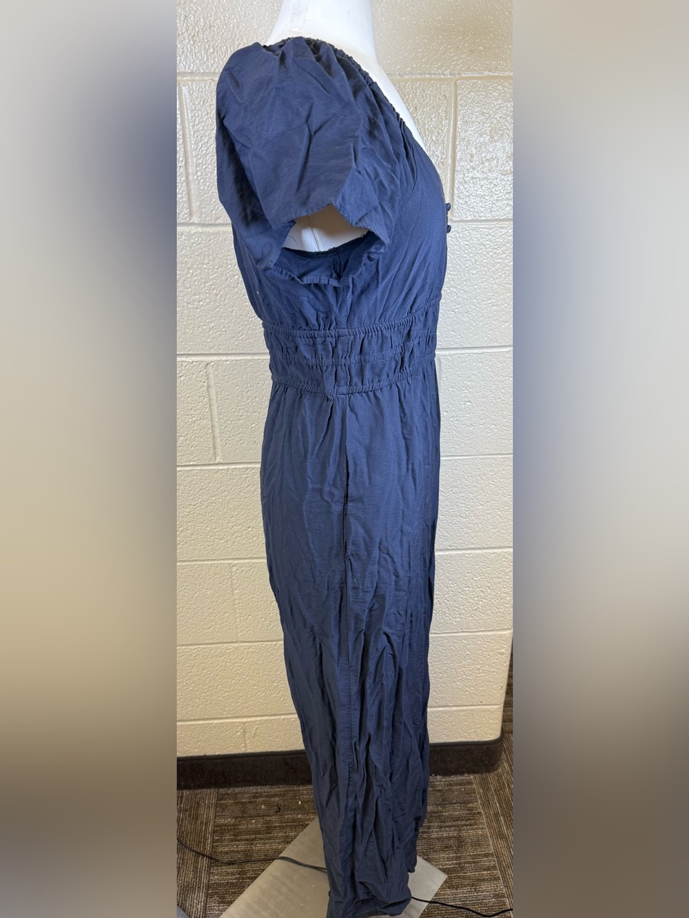 Madewell Navy Blue Short-Sleeve Elastic-Waist Jumpsuit - Picture 3 of 8